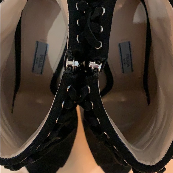 Black suede PRADA  open toe pumps - Picture 4 of 5